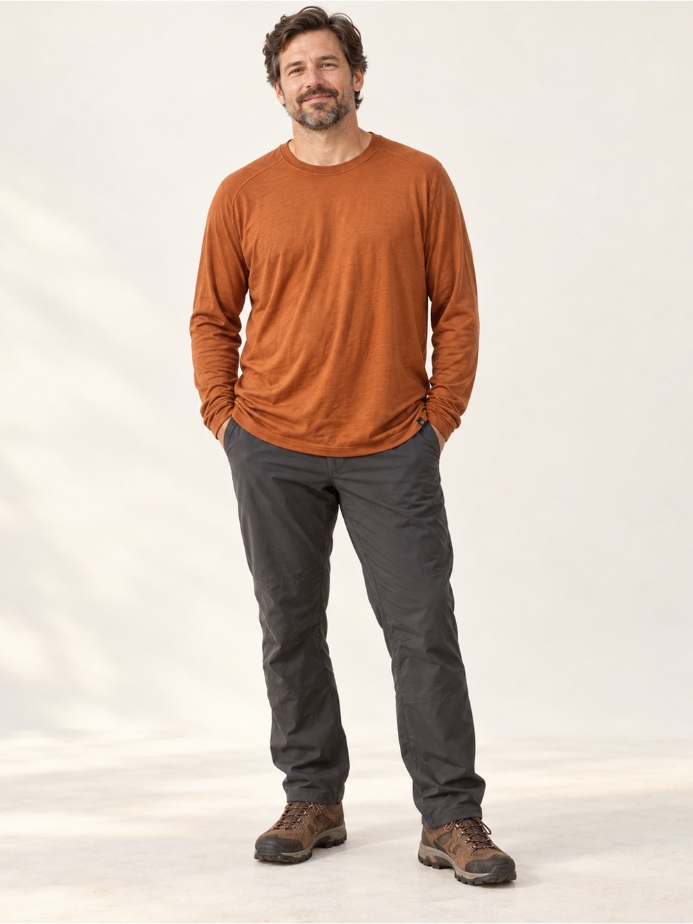 REI Co-op Men’s XXL 100% Merino Wool Long Sleeve Base Layer Burnt Orange
